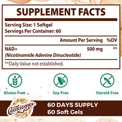 Caenciennes Liposomal NAD+ label close-up showing dosage and ingredients