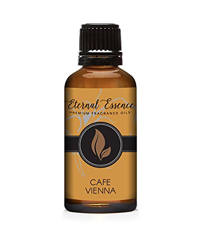Amber glass bottle with dropper cap containing Café Vienna 30ml fragrance oil