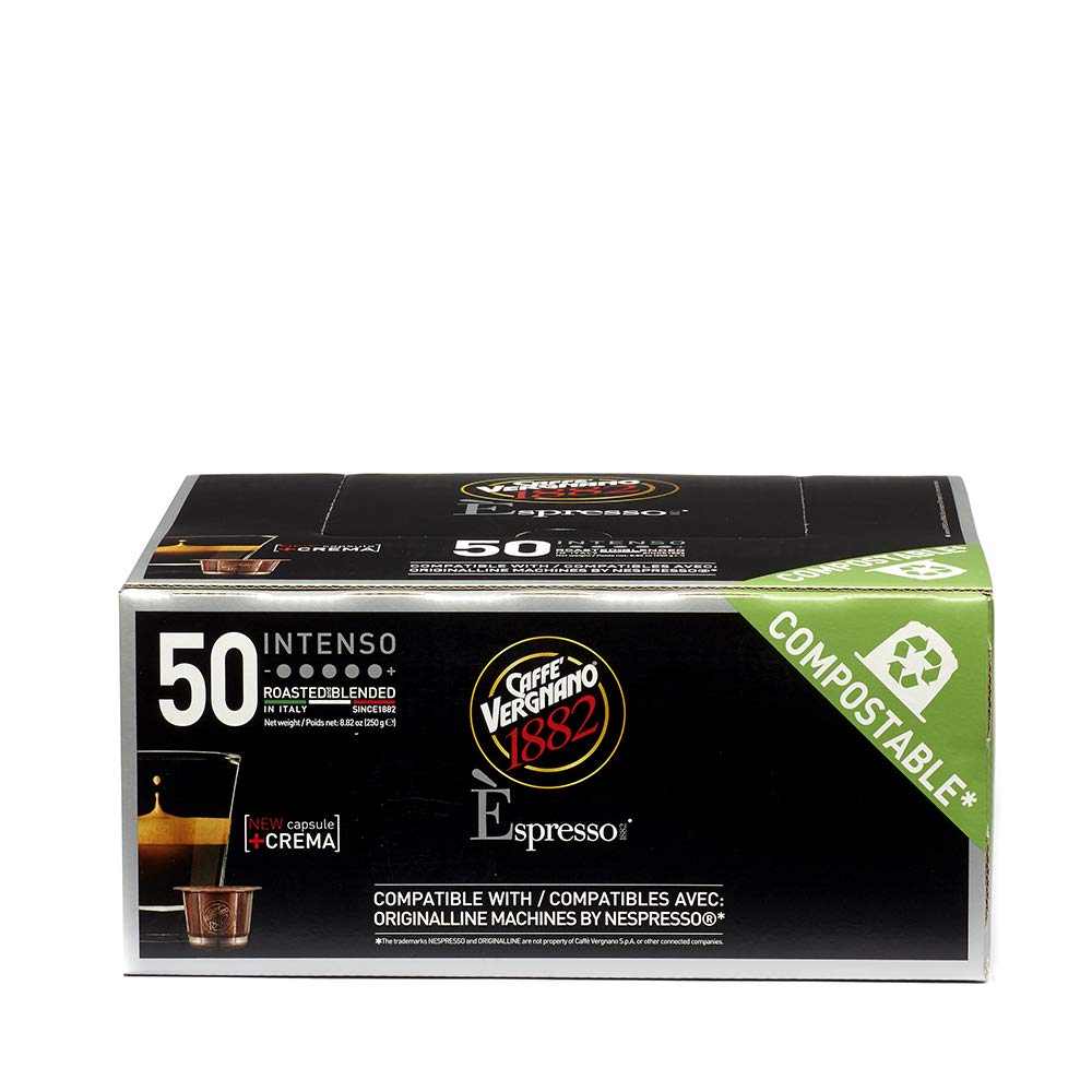 Open package showing Nespresso Original Line compatible capsules