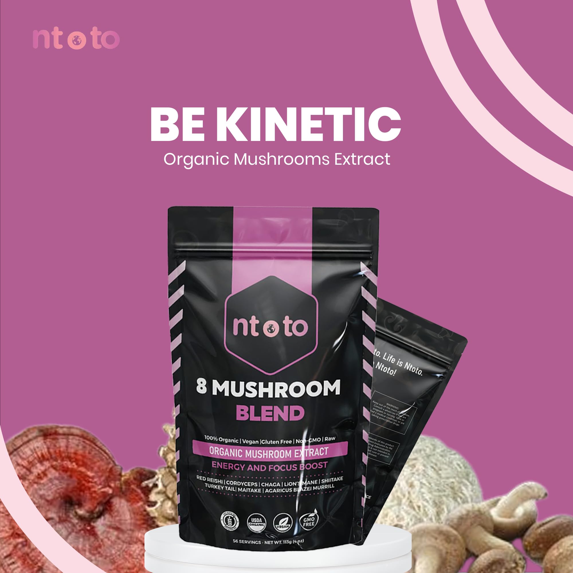 Caffeine-free mushroom coffee alternative featuring organic mushrooms
