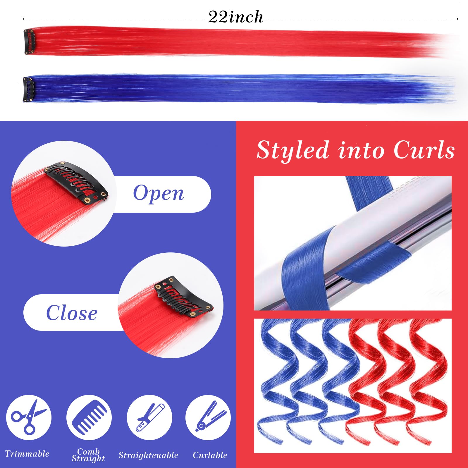 CAHOTO Red and blue elastic headbands for easy color customization.
