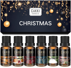 CAKKI Christmas Collection: set of 6 x 10ml fragrance oils in amber glass bottles