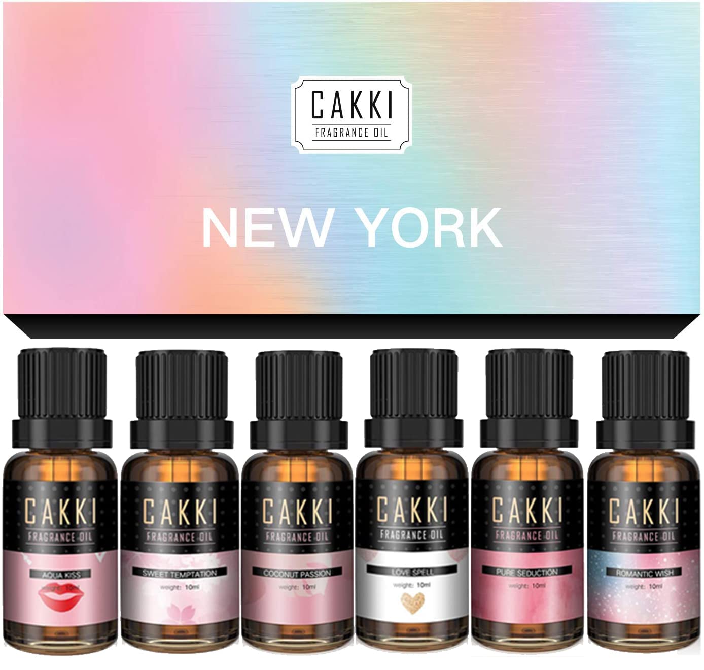 CAKKI fragrance oils 6x10ml gift set bottles in amber glass