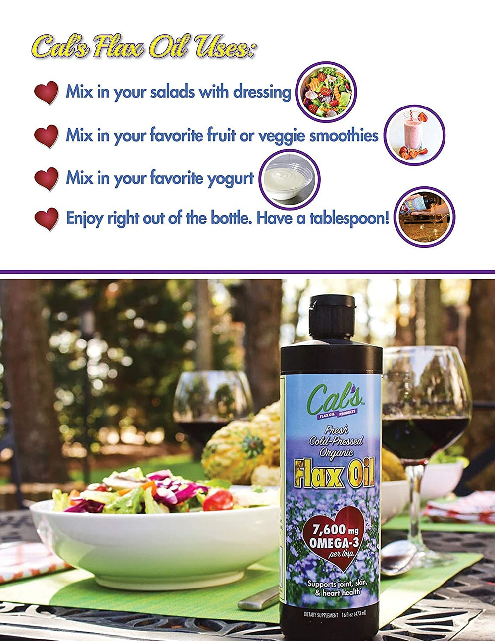 Opaque bottle protecting flax oil from oxidation
