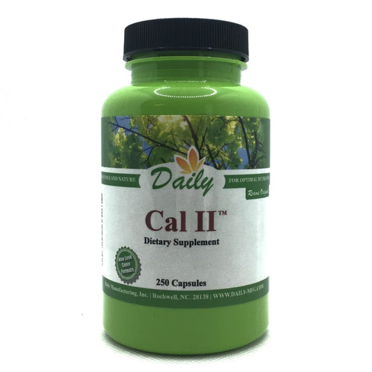 Cal II bottle label showing 1000 mg elemental calcium per six capsules