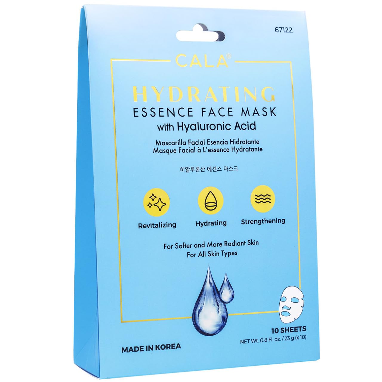 Cala hydrating essence face mask pack showing the 10-sheet set for deep hydration