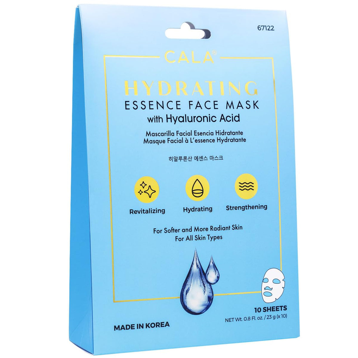 Cala hydrating essence face mask pack showing the 10-sheet set for deep hydration