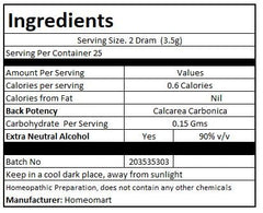 Label on Calcarea Carbonica 6C pellets bottle