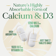 Front label of Nature's Calcium 1200 mg with Vitamin D3
