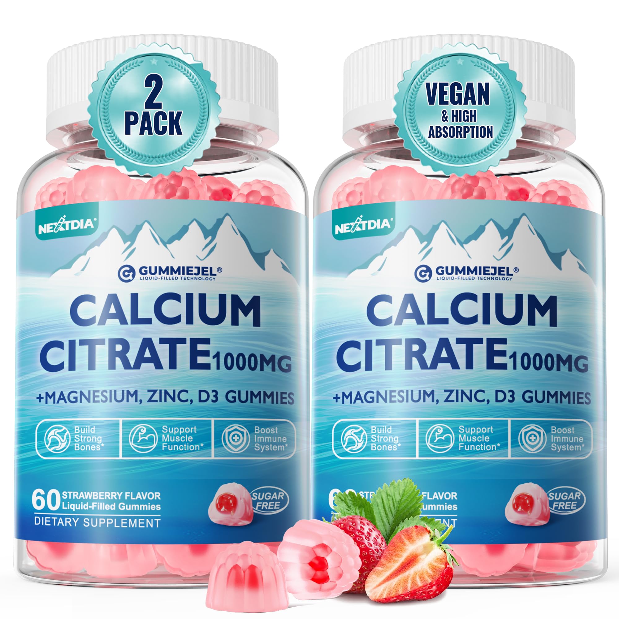 Packaging for Calcium Citrate 1000mg Gummies with Magnesium (2:1) and Vitamin D3