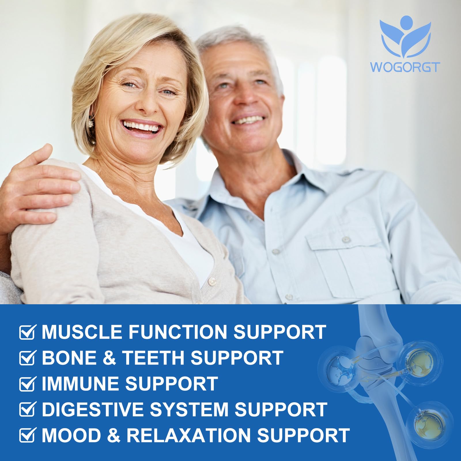 Bone and teeth health illustration highlighting calcium citrate 1200mg