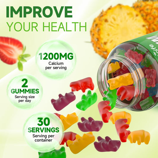 Product packaging for Calcium Citrate 1200mg Gummies with D3, K2 and B12