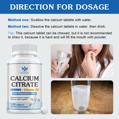 Calcium citrate 1200mg product packaging and bottle