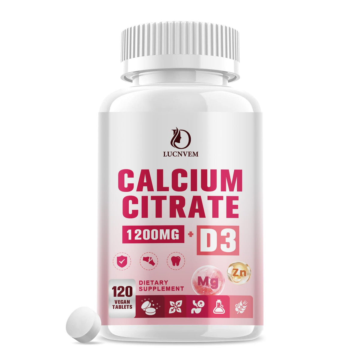 Calcium citrate 1200 mg with vitamin D3 tablets in bottle