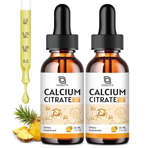 Calcium citrate drops bottle label showing 1200mg calcium with Vitamin D3