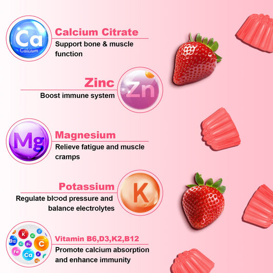 Calcium citrate gummies with vitamin D3 and K2 supplement facts