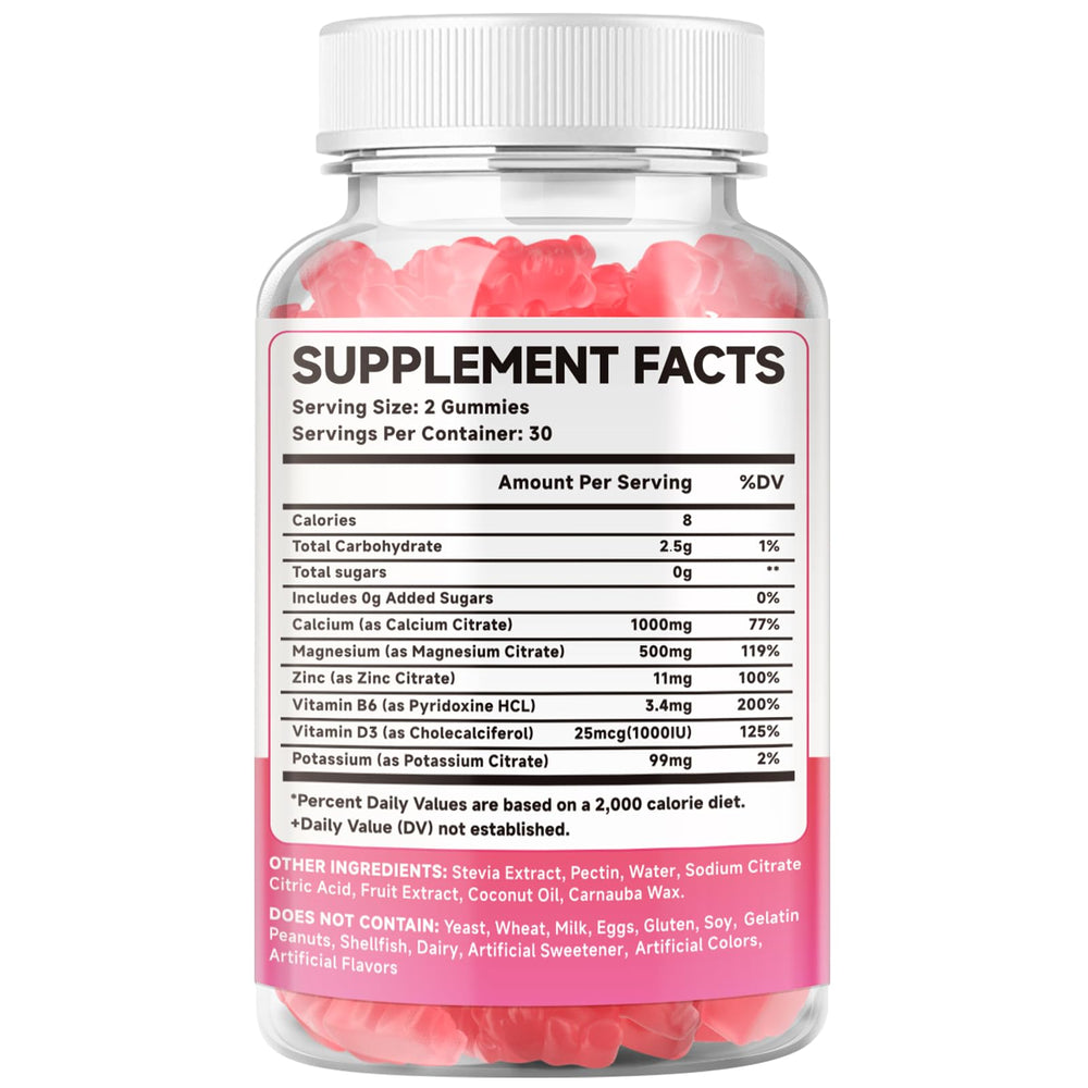 60-count bottle of raspberry-flavored calcium citrate gummies
