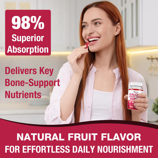 Bottle of Calcium Citrate Gummies 1200mg with label visible