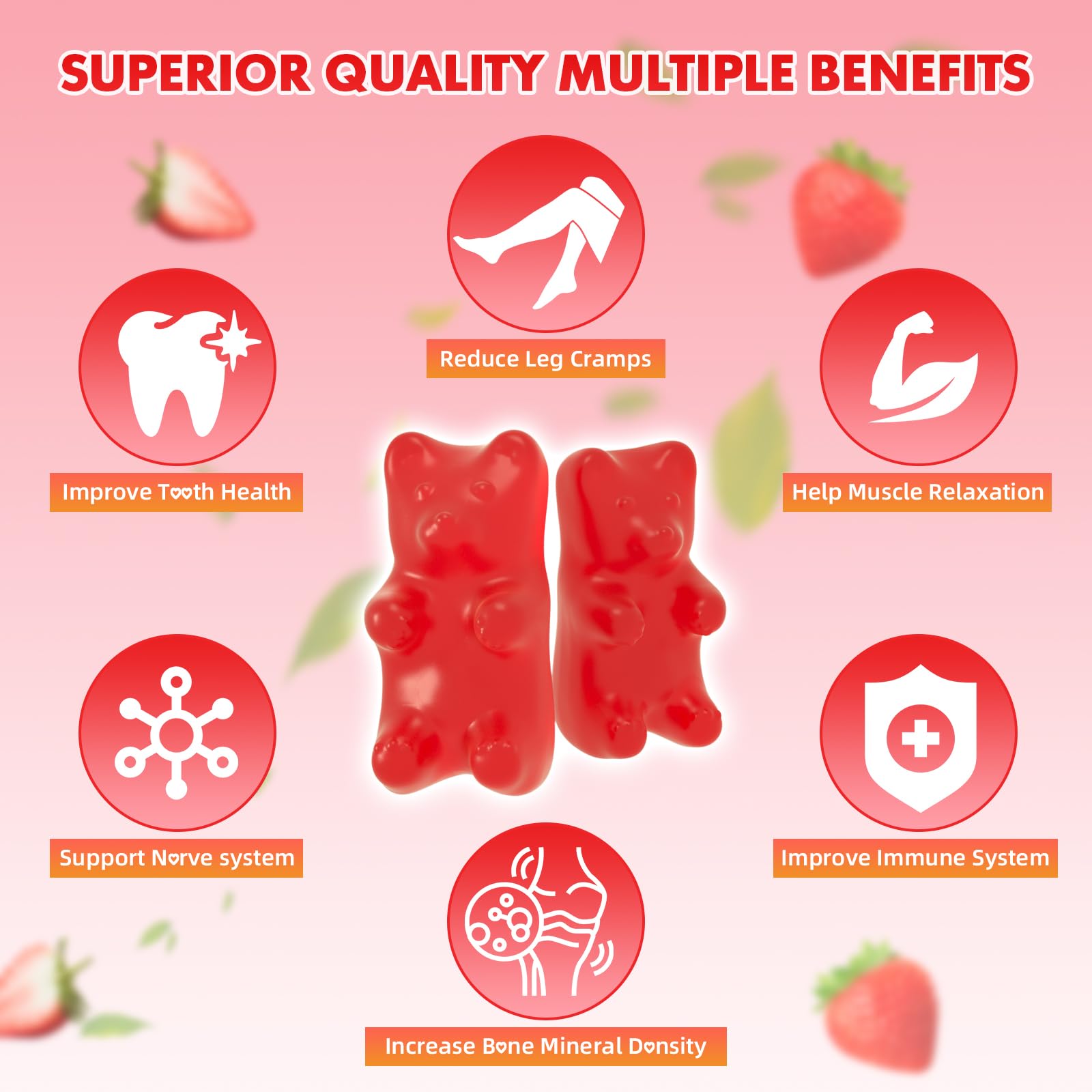 Close-up of strawberry-flavored gummy