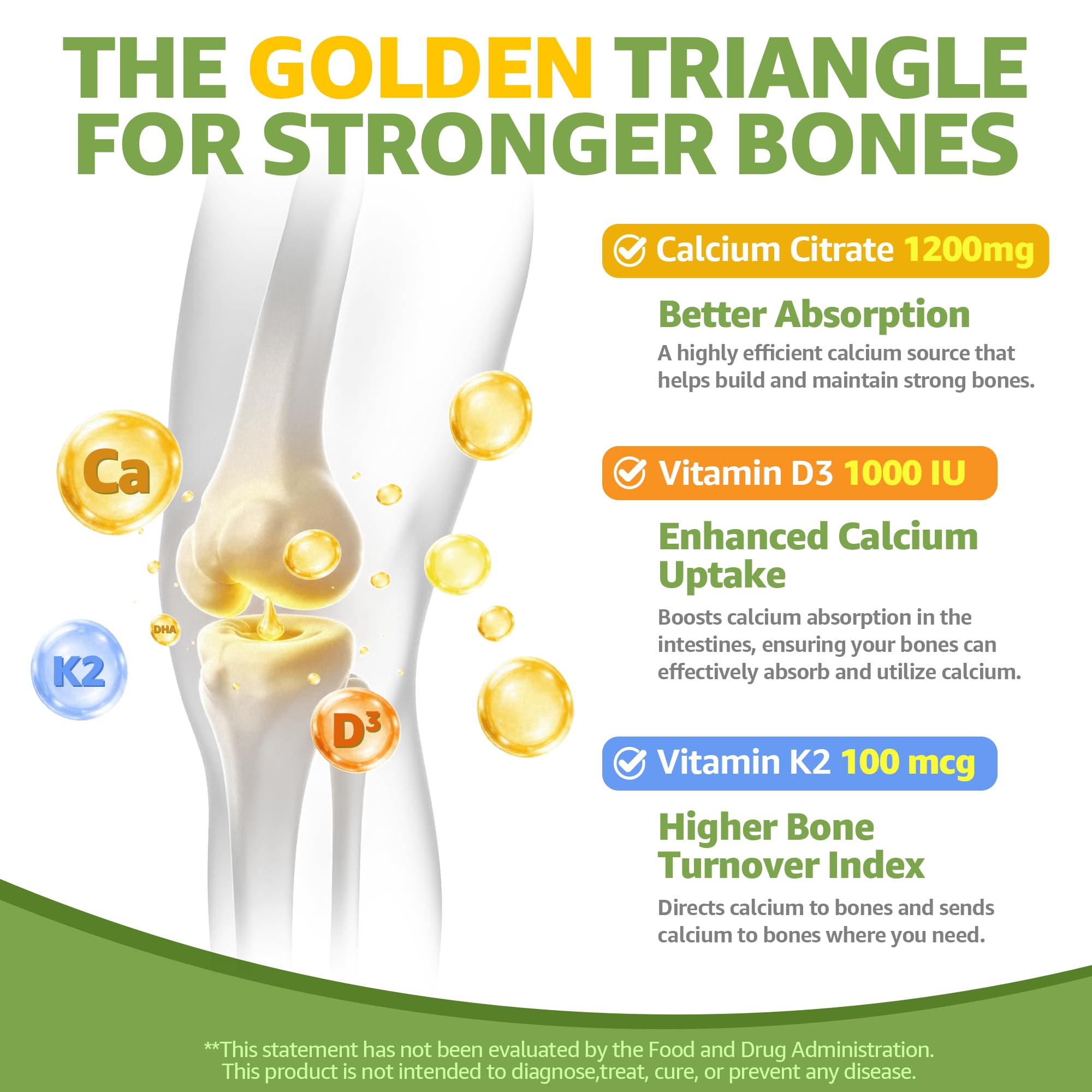 D3 and K2 enriched calcium citrate gummies label