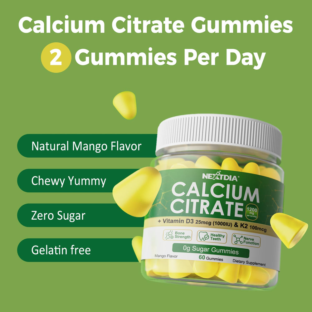 Calcium citrate gummies promoting bone and immune health