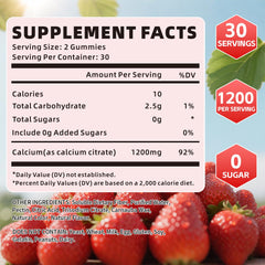 Calcium citrate gummies ingredients panel