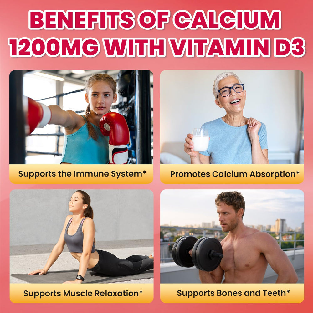 Nutrition panel for Calcium Citrate Gummies showing 1200mg calcium per serving