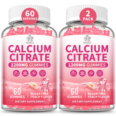 Bottle of Calcium Citrate Gummies 1200 mg peach flavor