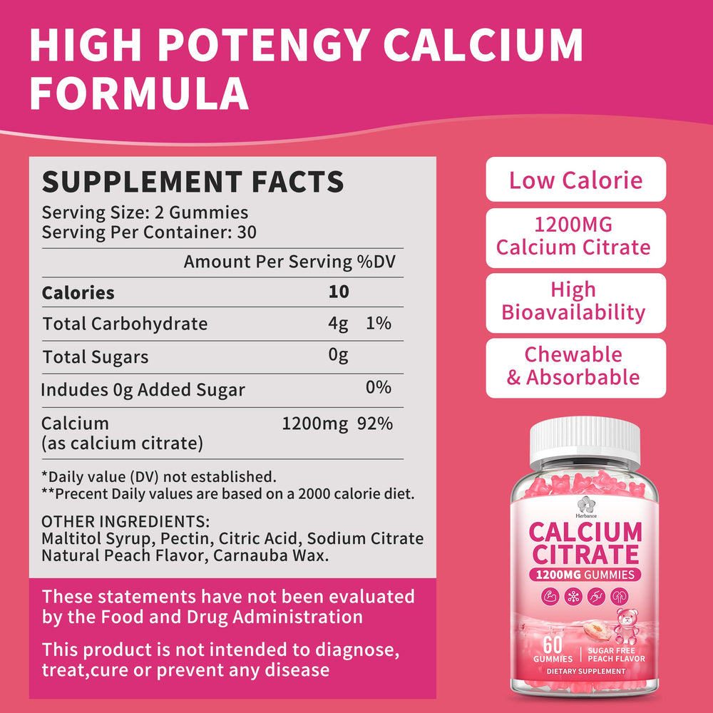 Vegan, gluten-free, non-GMO calcium citrate gummies