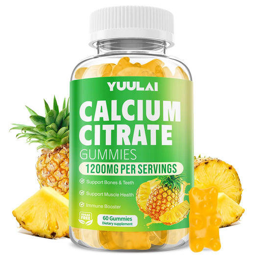 Bottle of Calcium Citrate Gummies 1200mg Pineapple Flavor