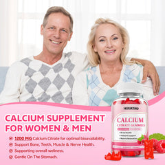 Bottle and gummies emphasizing bone and muscle health
