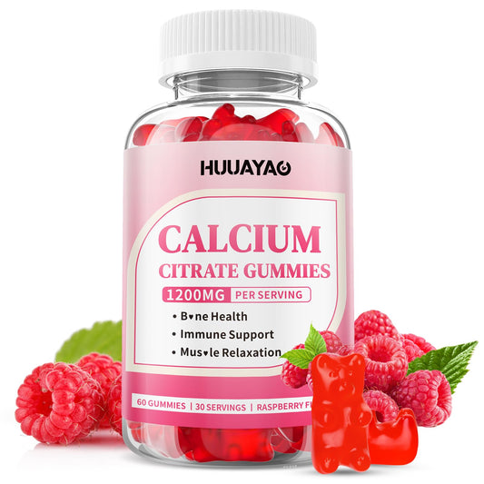 Bottle of Raspberry Calcium Citrate Gummies 1200mg – 60 count