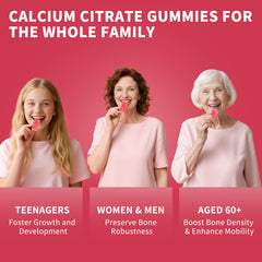 Graphic illustrating calcium citrate's benefits for bone, muscle, and immune support