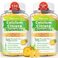 Pineapple flavor calcium citrate gummies bottle front view