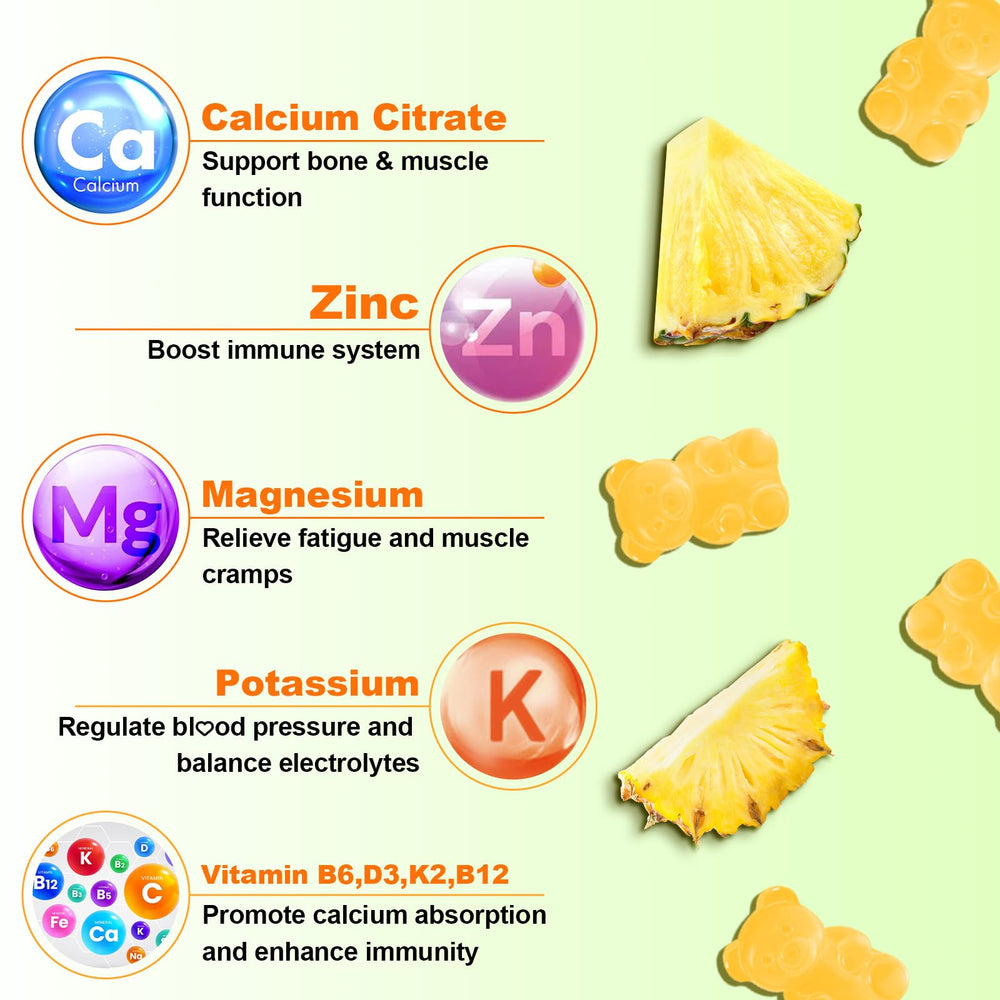 Calcium citrate gummies with vitamin D3 label on white background