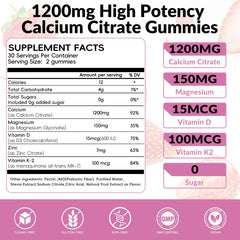 Vegan, gluten-free Calcium Citrate Gummies label