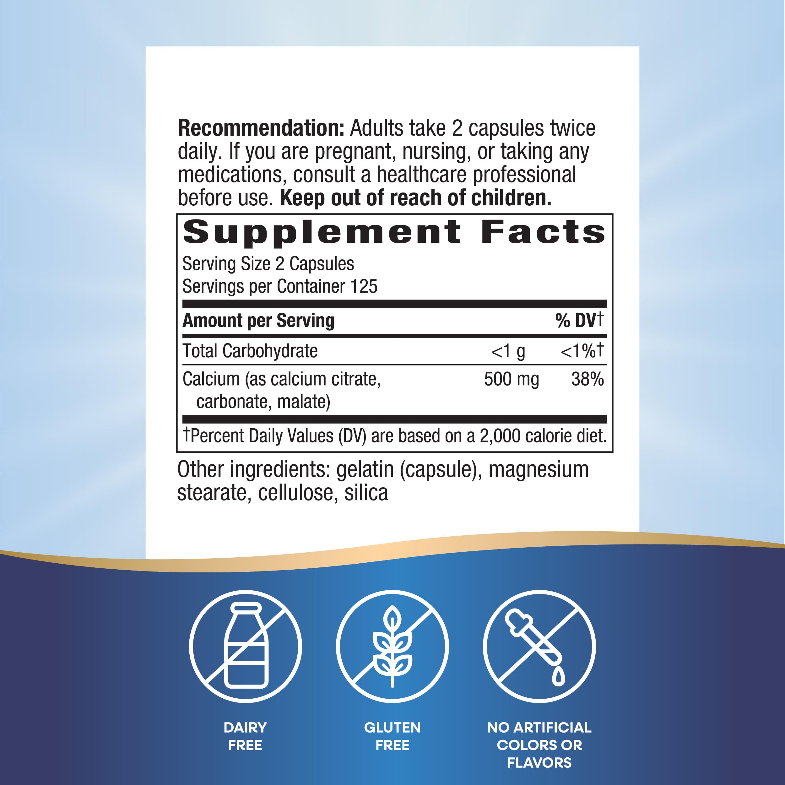 Calcium citrate, malate, and carbonate blend illustration for supplementation.