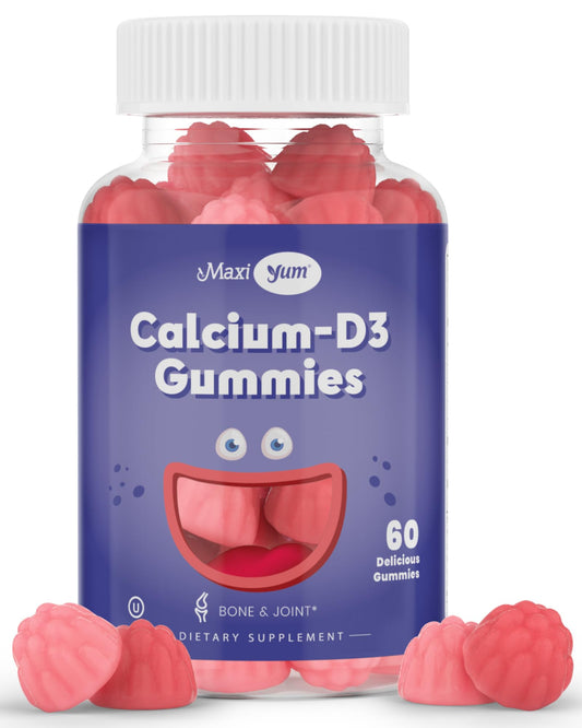 Front label of Calcium + D3 Gummy bottle showing cherry flavor