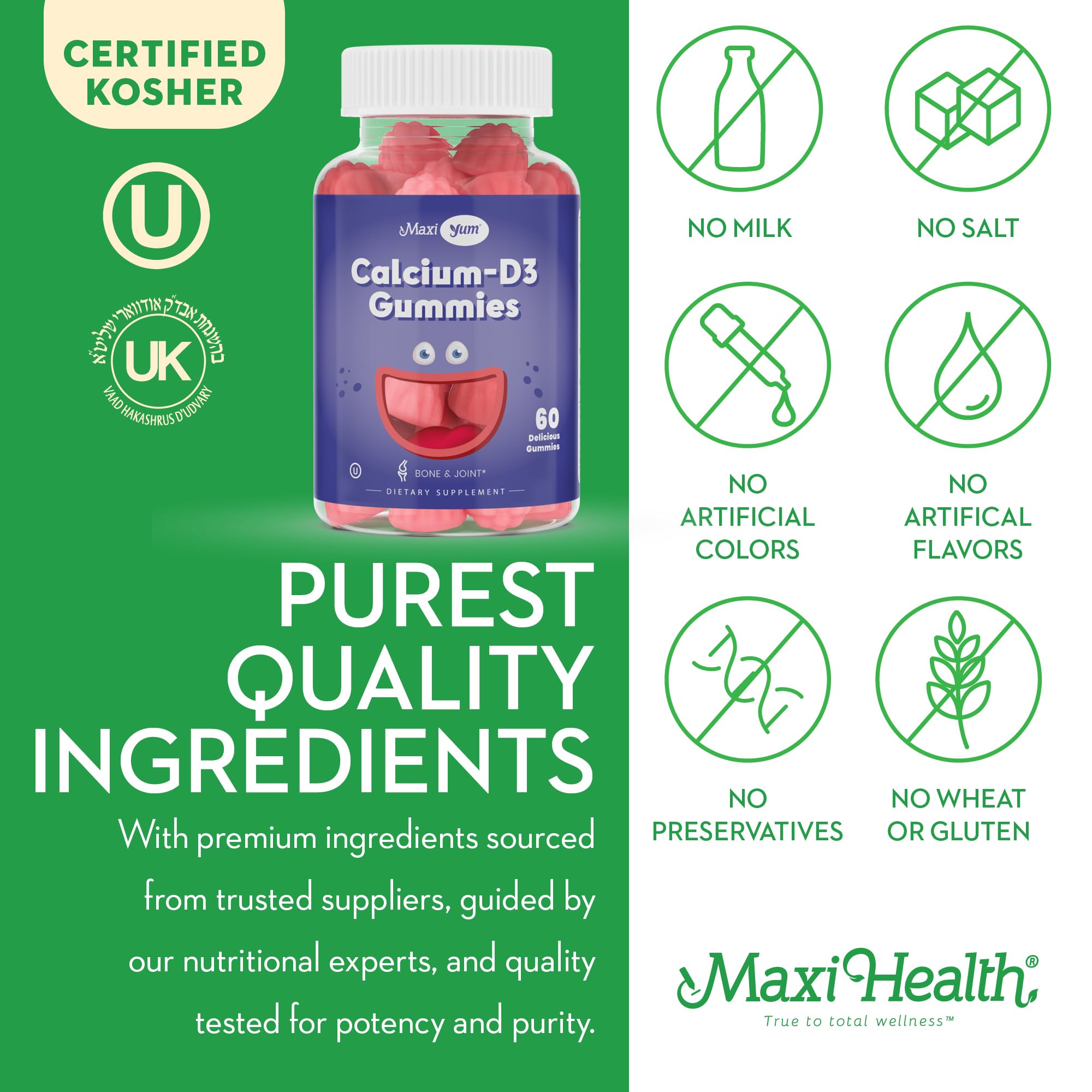 Nutrition facts panel on the bottle