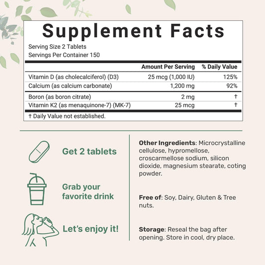 Calcium D3 K2 boron MK7 tablets