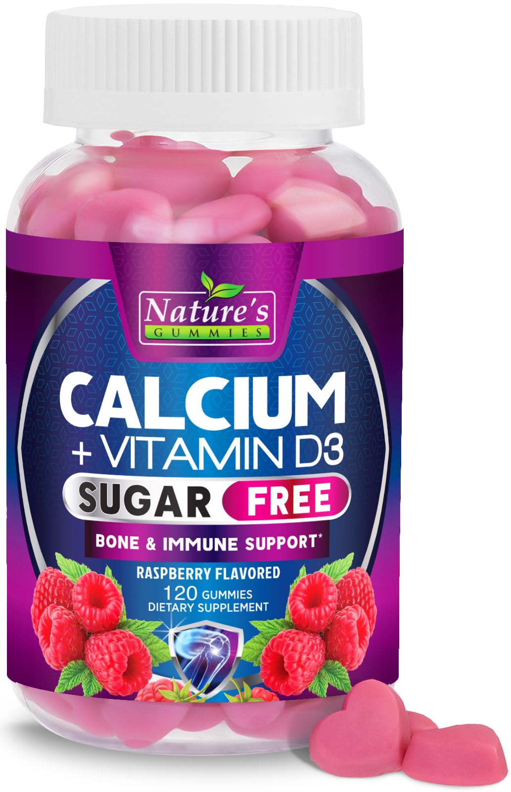 Calcium gummies with 400 IU vitamin D3, sugar-free for immune health, bones and teeth