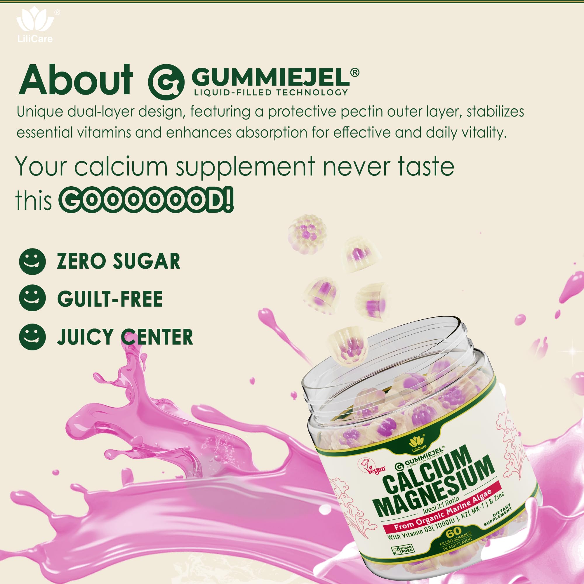 Calcium gummies showing 60-count bottle
