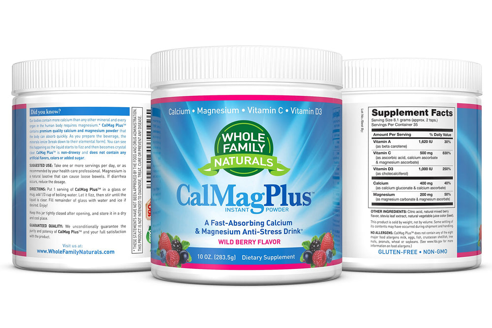 Vitamin C and Vitamin D3 icons representing CalMag Plus