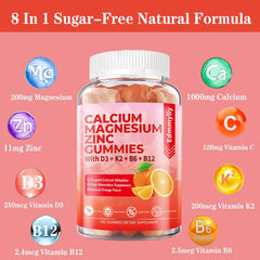 Calcium magnesium zinc D3 and B12 gummies close-up