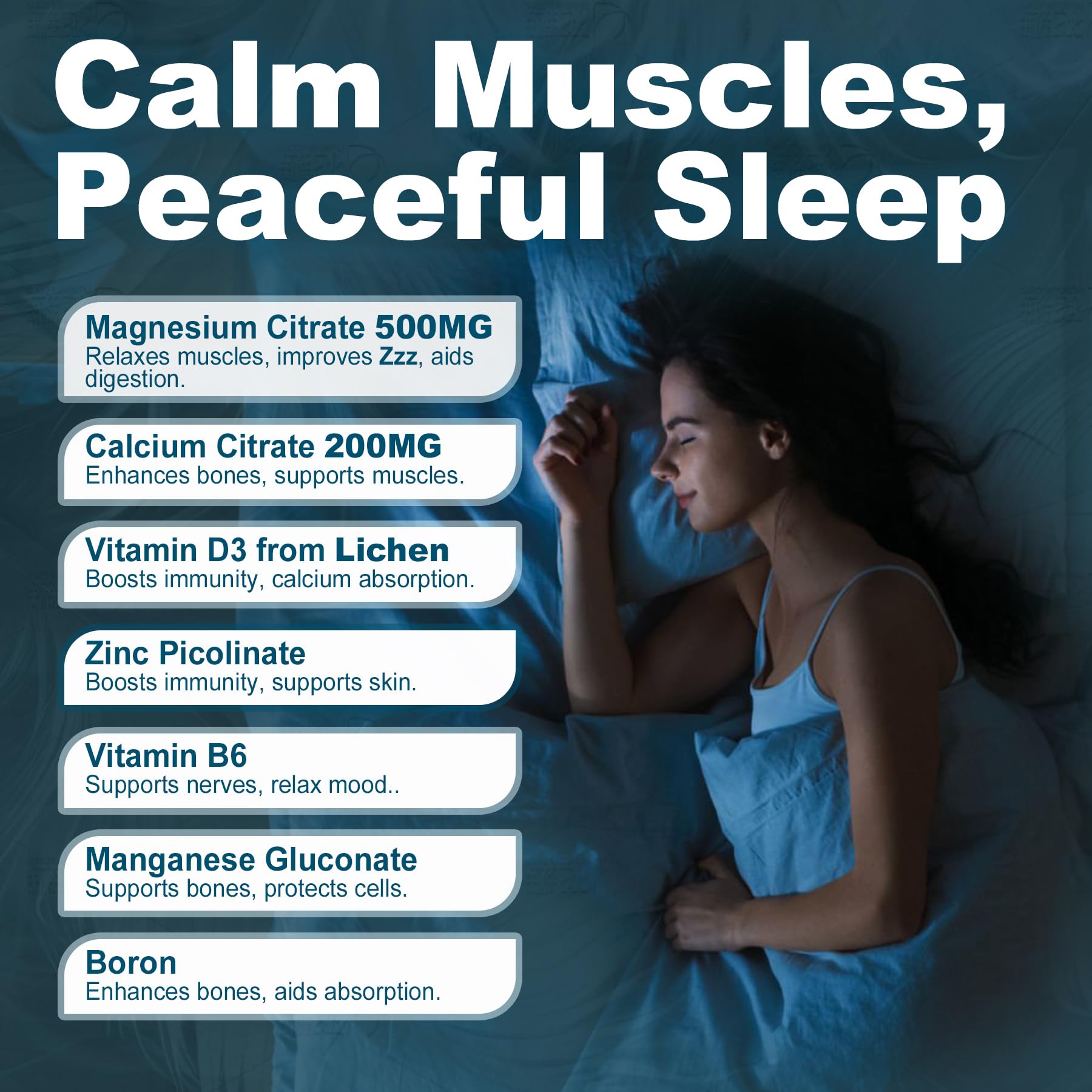 Calcium, magnesium, zinc, and vitamin D3 for bone support