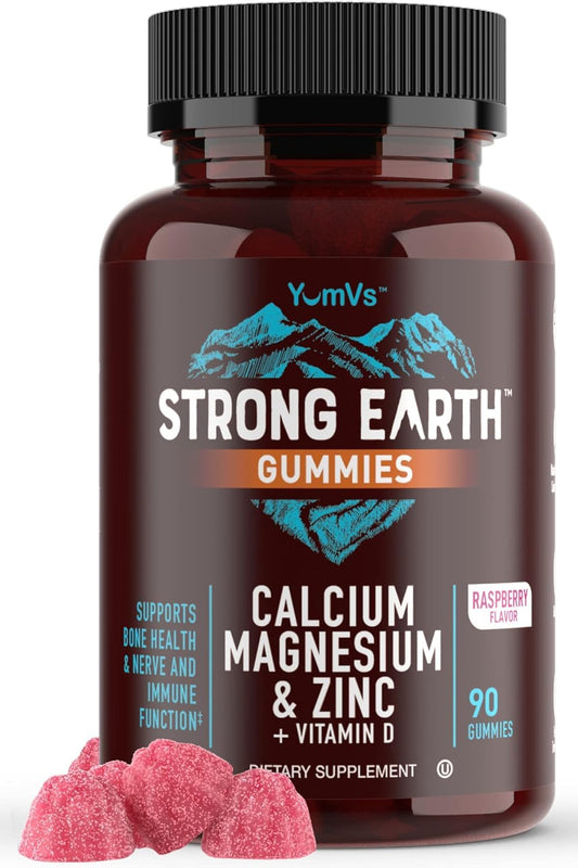 Calcium Magnesium Zinc D3 gummies in raspberry flavor – 90 count