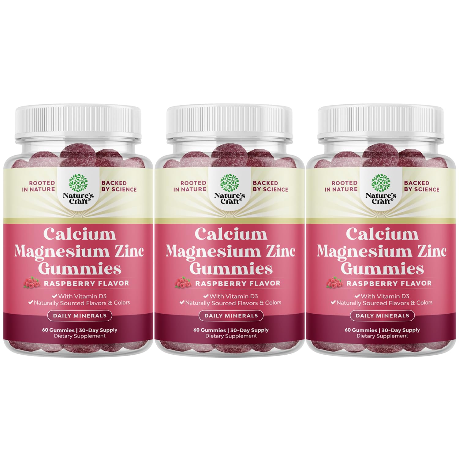 Bottle label: Calcium Magnesium Zinc Gummies with Vitamin D3