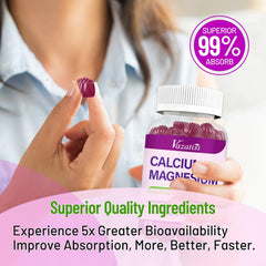Serving suggestion showing two gummies for daily dose