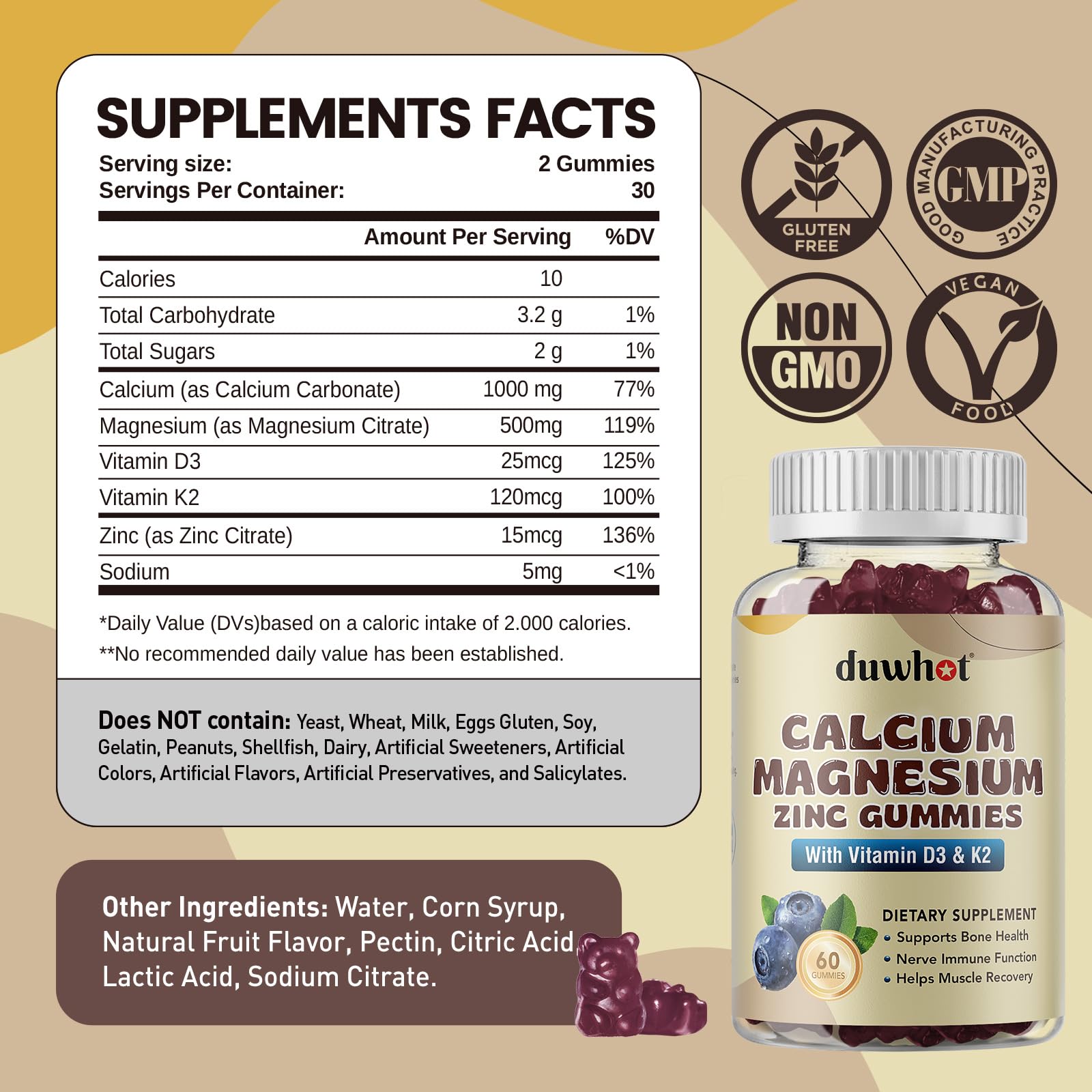 Close-up of chewable blueberry-flavored gummies