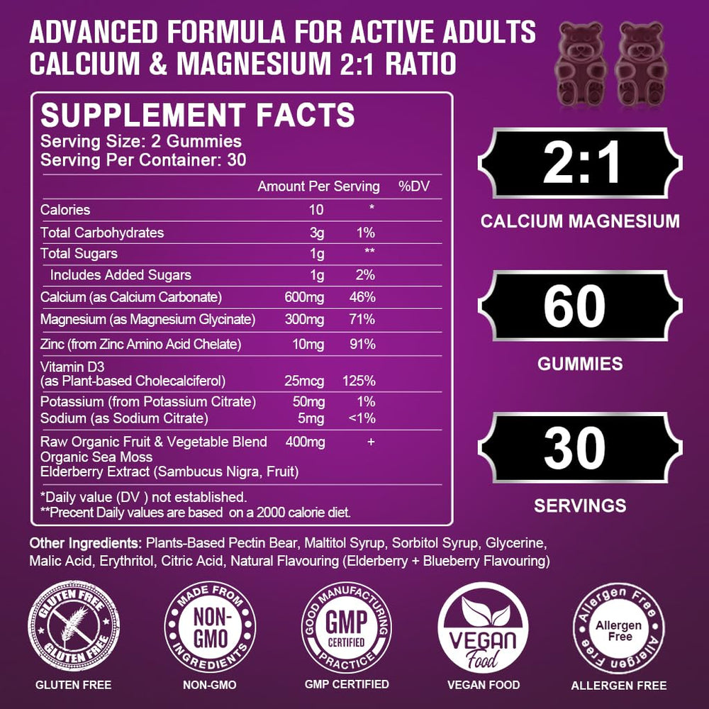 Bottle of Calcium Magnesium Zinc Gummies